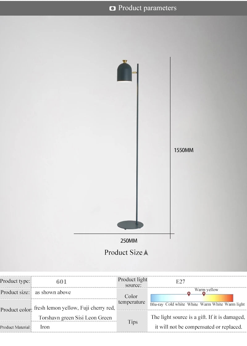 Nordisk Macaroon gulvlampe — Smijernsramme, LED (stue/soverom/kontor) 🎨