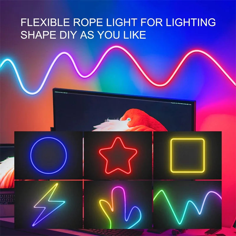 RGBIC Neon Flex LED-strip — 84 LEDs/m, Bluetooth, Musikksync, 12–24V