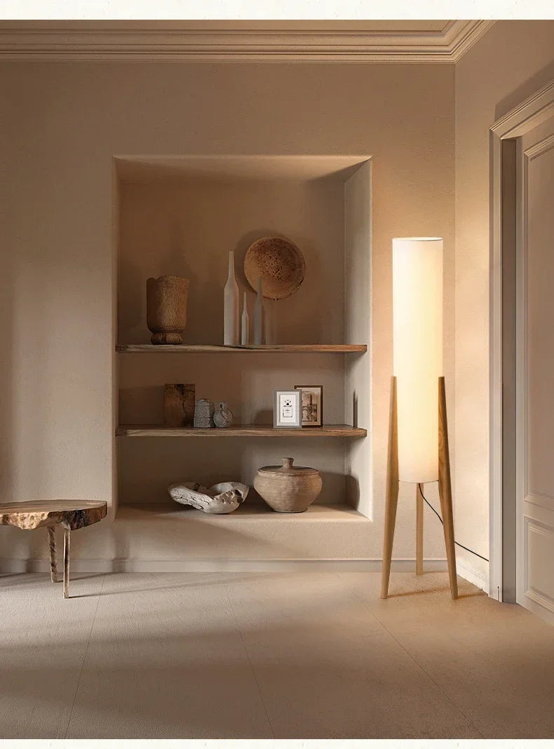 Japansk Wabi-Sabi gulvlampe — Heltre, E27 (stue/soverom/kafe)