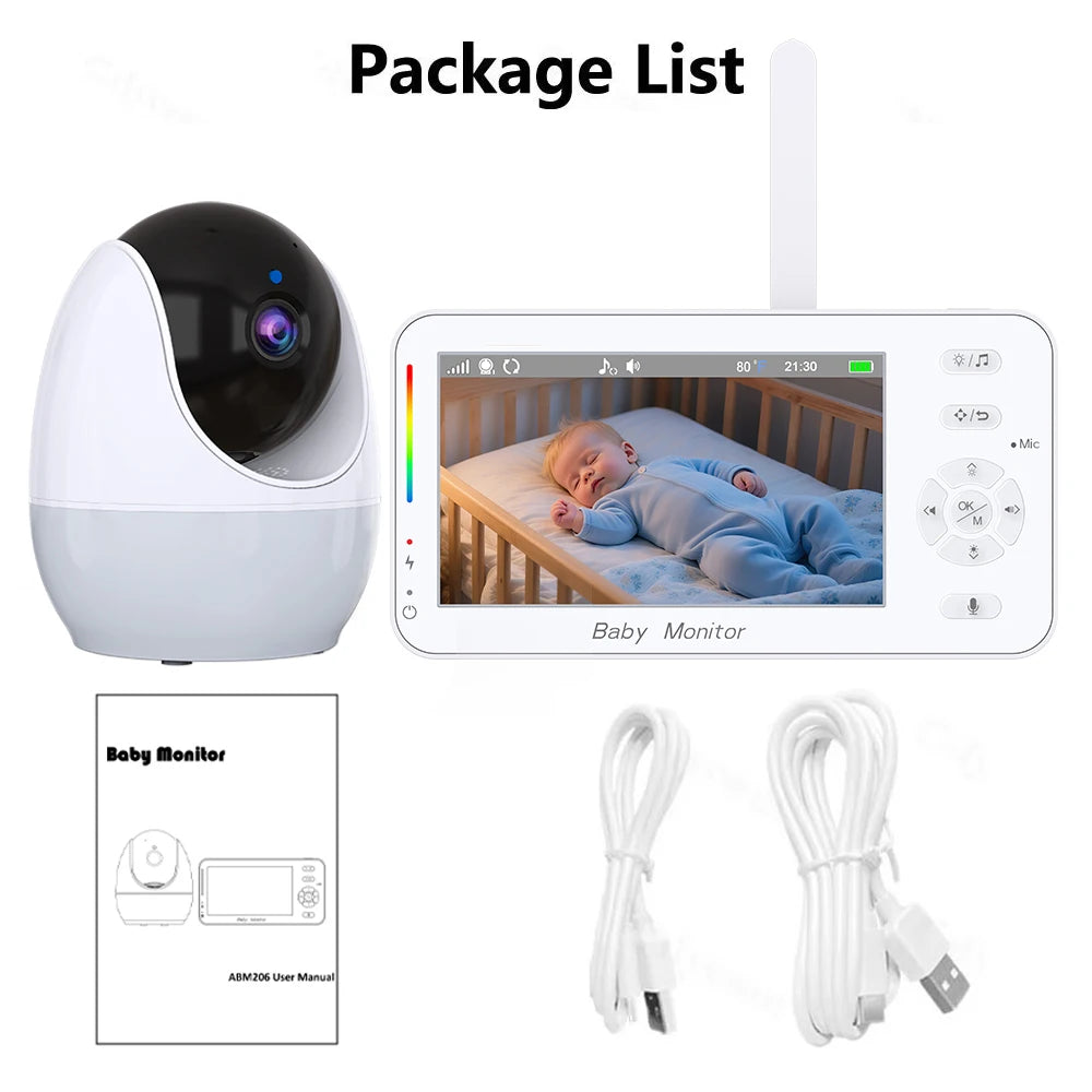 1080P HD WiFi Babymonitor med 4.3" Skjerm – Appstyring, Nattesyn, Nattelys, VOX, Vuggesanger & Temperaturmåling