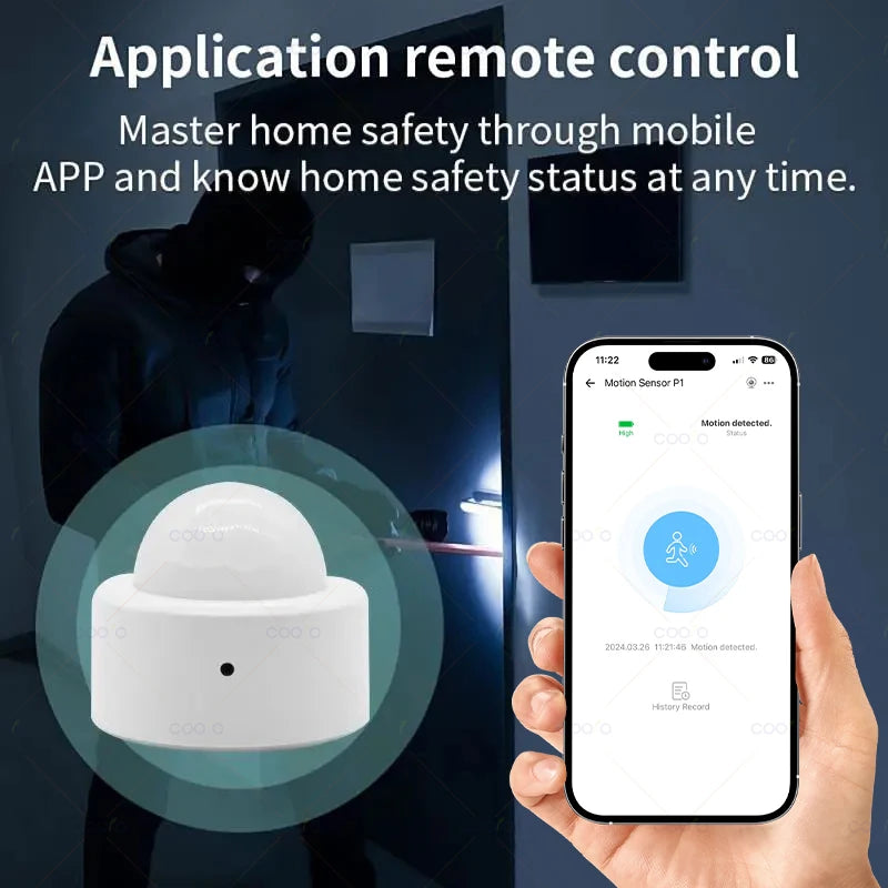Zigbee 3.0 Mini PIR Bevegelsessensor — Alexa/Google/Home Assistant