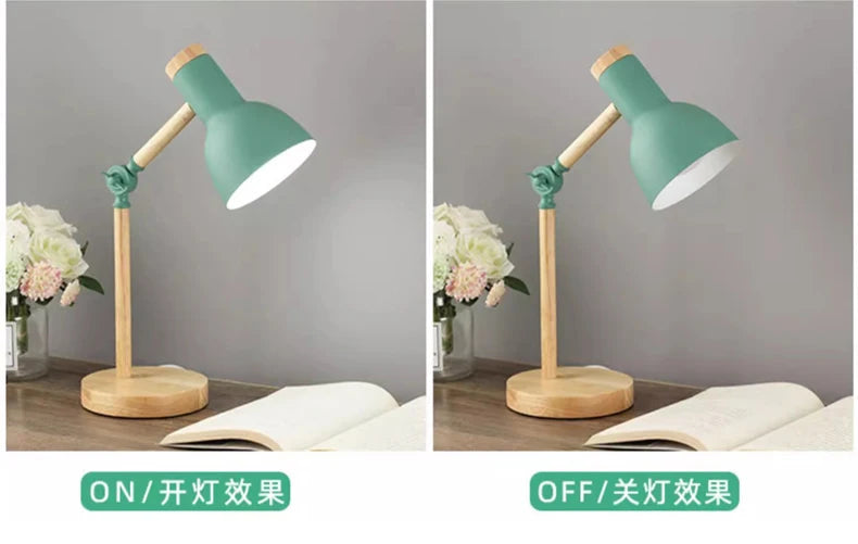 Nordisk trelampe — LED, justerbar, øyevennlig lesing/soverom