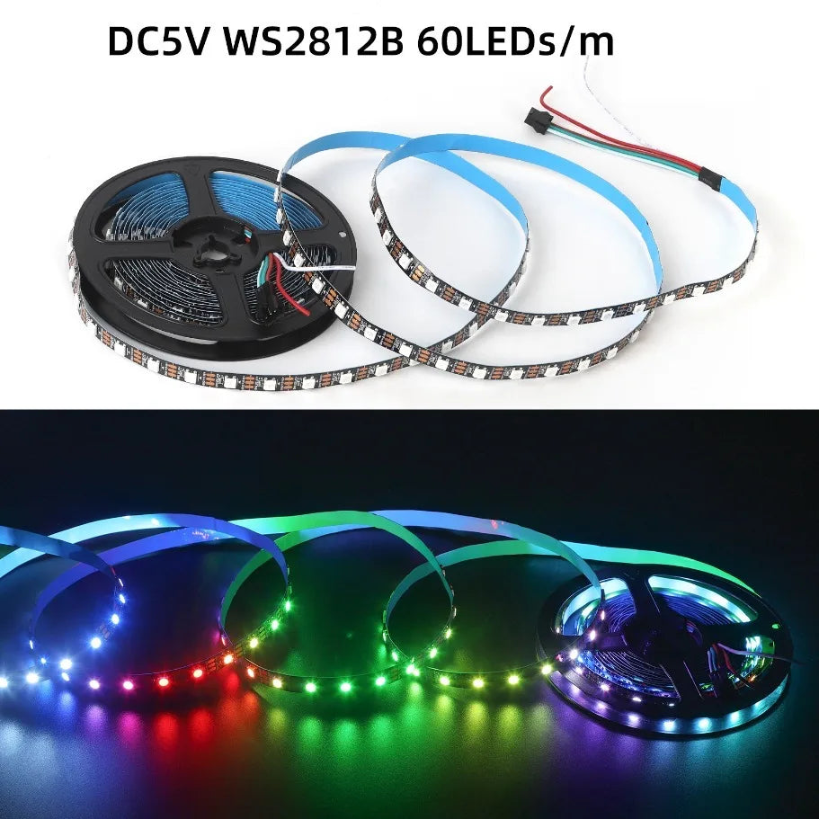 WS2812B LED-strip — 5V, 30/60/144 LEDs/m, IP30/IP67
