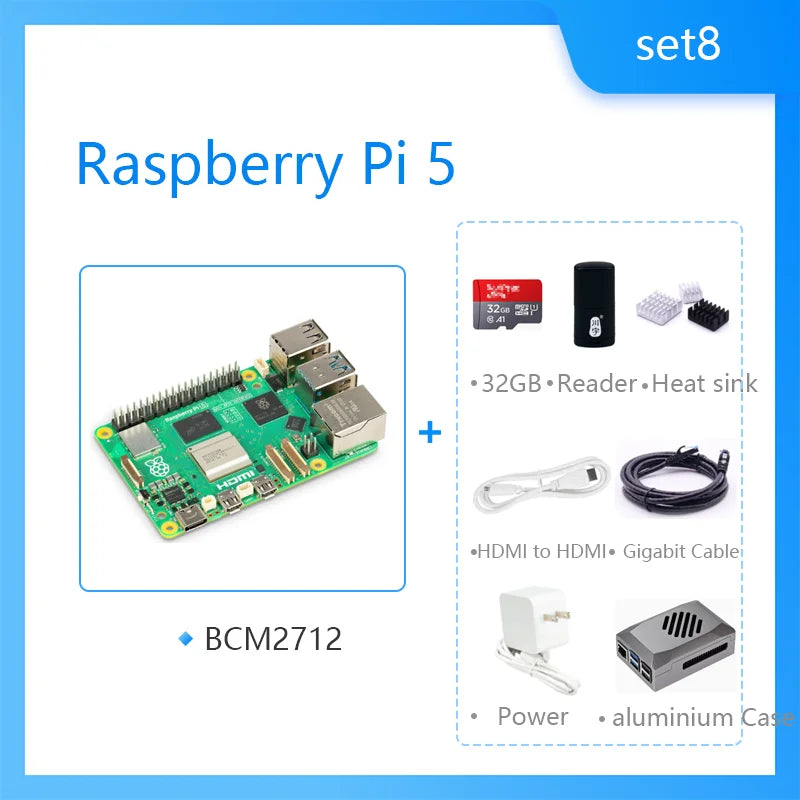 Raspberry Pi 5 — Med Etui & Strøm  Mange varianter Velg bundle