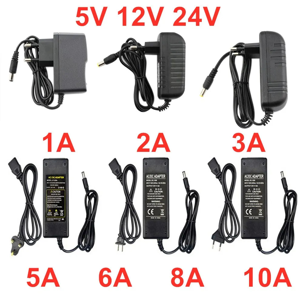 LED Strømadapter — 5V/12V/24V, 1A–10A