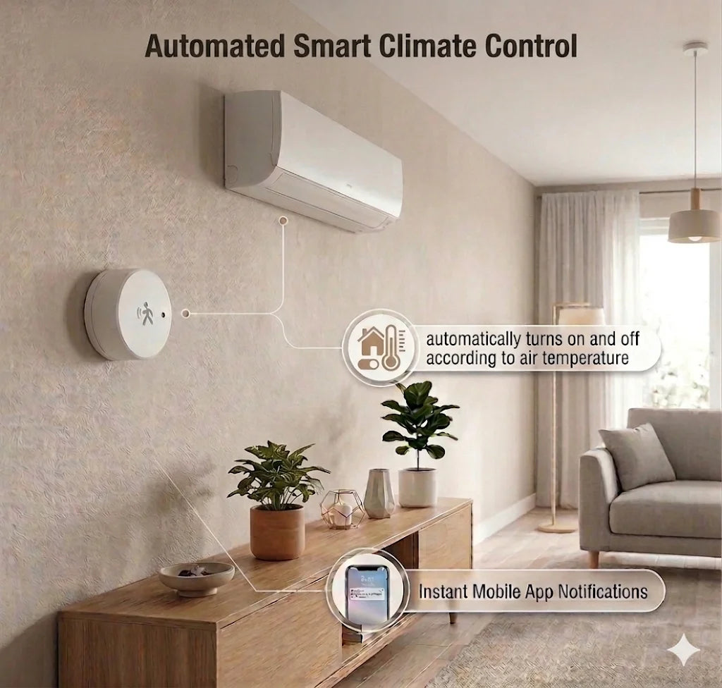 Tuya Zigbee Tilstedeværelsessensor — mmWave, Temp/Fukt/Lys, Home Assistant