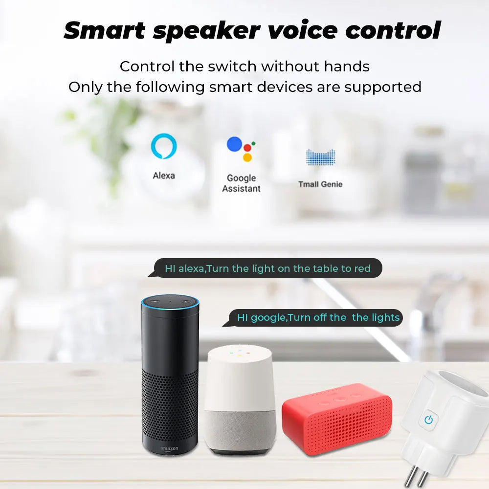 Prise intelligente Wi-Fi Tuya — UE 16A/20A, Compteur de consommation, Alexa et Google Home
