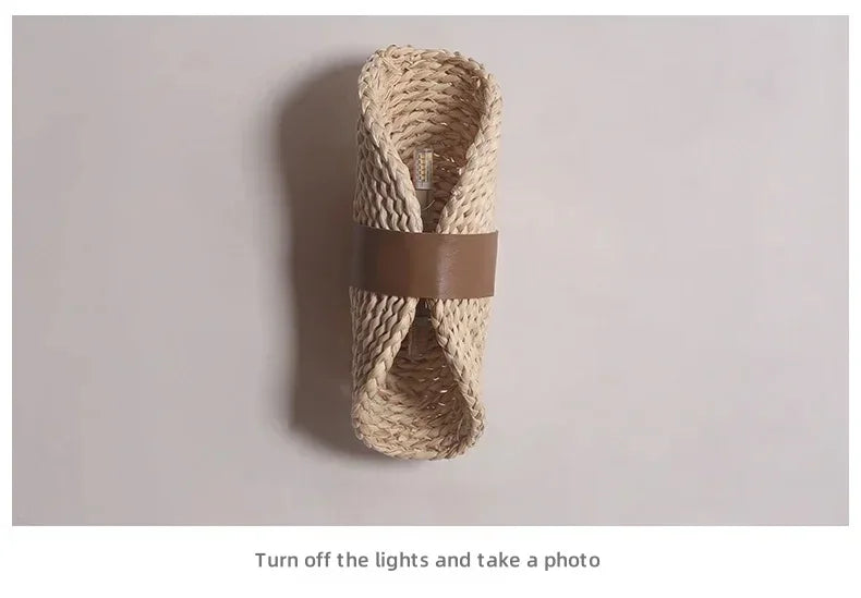 Japansk Wabi-Sabi vegglampe — Rattan, stue/gang/soverom