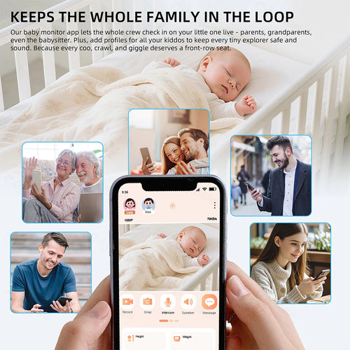 1080P HD WiFi Babymonitor med 4.3" Skjerm – Appstyring, Nattesyn, Nattelys, VOX, Vuggesanger & Temperaturmåling