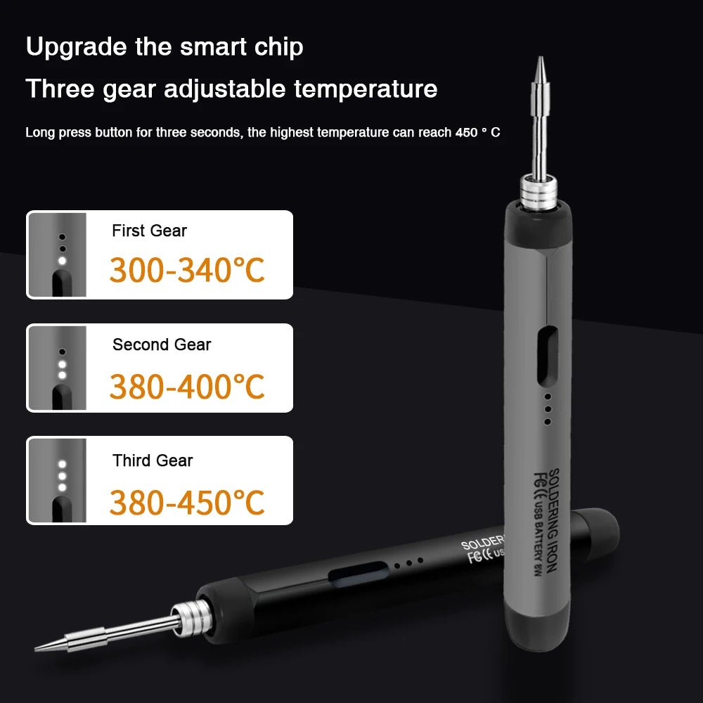 Bærbart USB Lodde-jern — Type-C, Justerbar Temp