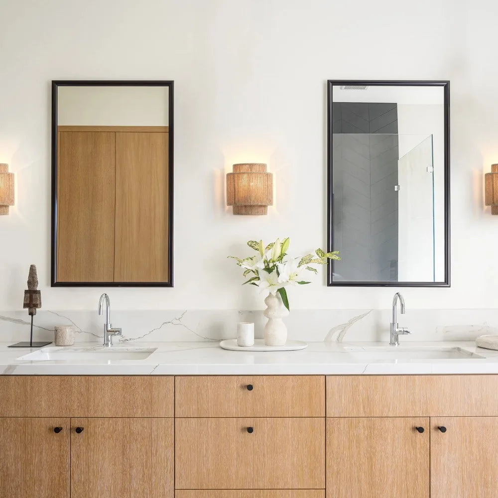 Rustikk hampetau vegglampe — Boho/Farmhouse, E27