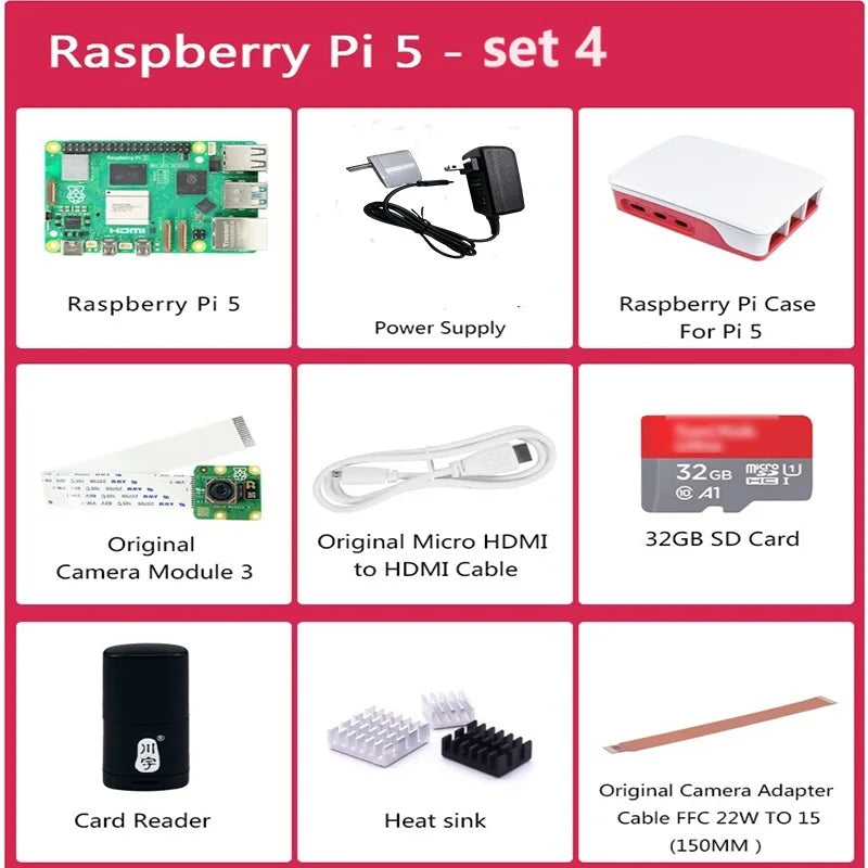 Raspberry Pi 5 — Med Etui & Strøm  Mange varianter Velg bundle