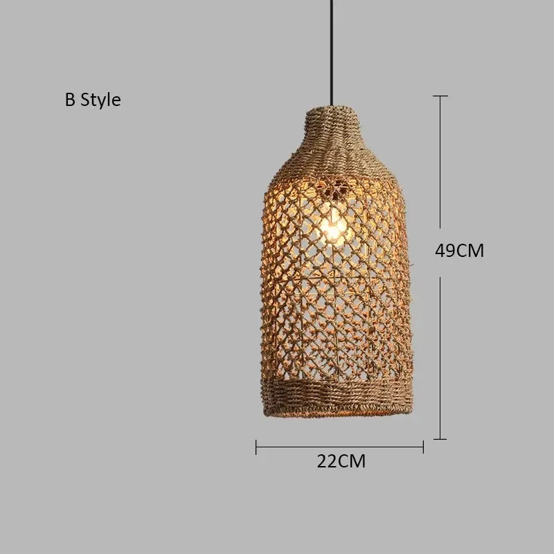 Retro bambus pendel — Håndvevd rattan, japansk lanterne (spisestue/te-rom)