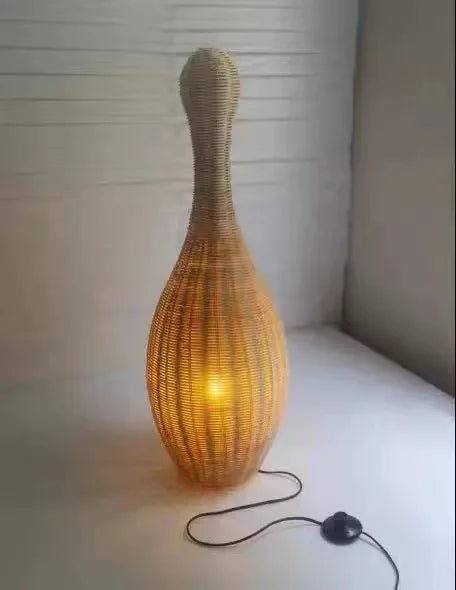 Wabi-Sabi bambus gulvlampe — Rattan, vertikal (stue/te-rom/soverom)