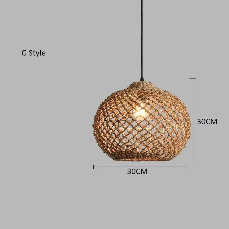 Retro bambus pendel — Håndvevd rattan, japansk lanterne (spisestue/te-rom)