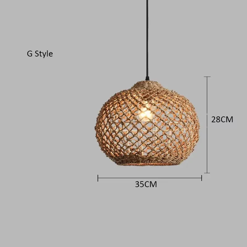 Retro bambus pendel — Håndvevd rattan, japansk lanterne (spisestue/te-rom)