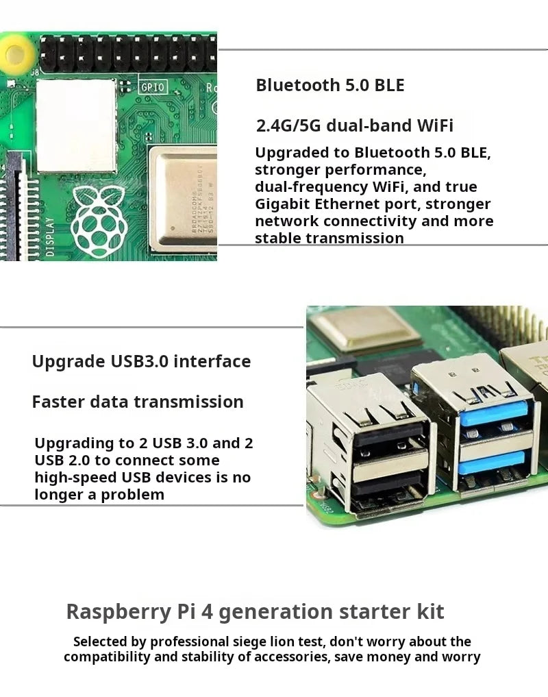 Raspberry Pi 4 Model B — 1/2/4/8GB RAM, WiFi & Bluetooth