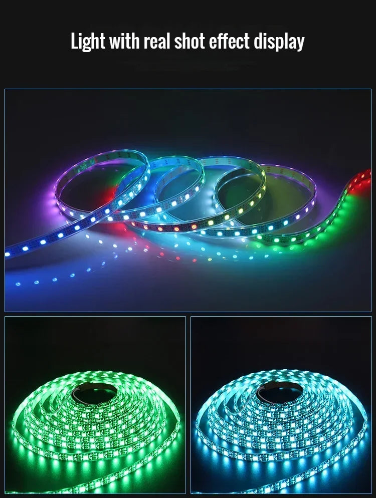 WS2812B LED-strip — 5V, 30/60/144 LEDs/m, IP30/IP67