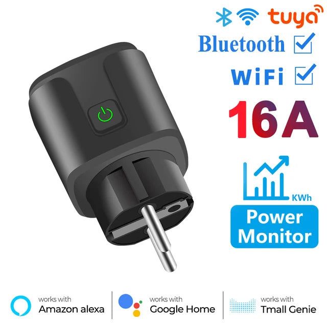 Tuya Smart Plug WiFi — EU 16A/20A, Power Meter, Alexa & Google Home