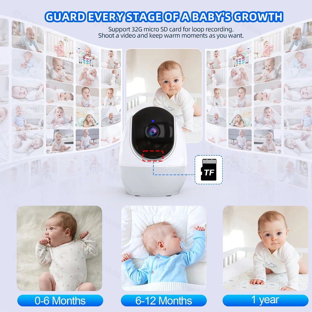 1080P HD WiFi Babymonitor med 4.3" Skjerm – Appstyring, Nattesyn, Nattelys, VOX, Vuggesanger & Temperaturmåling