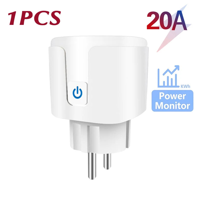 Prise intelligente Wi-Fi Tuya — UE 16A/20A, Compteur de consommation, Alexa et Google Home