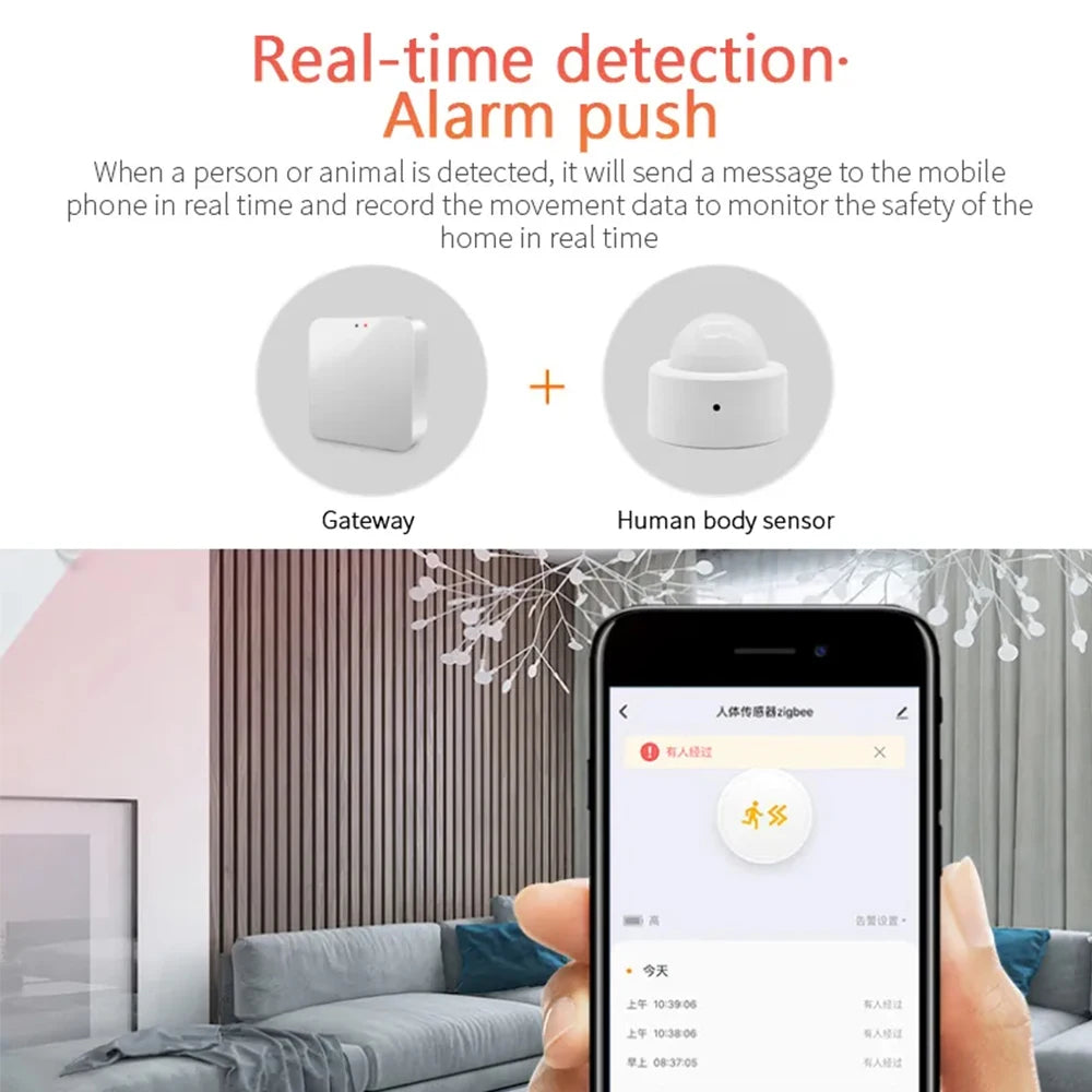 Zigbee 3.0 Mini PIR Bevegelsessensor — Alexa/Google/Home Assistant
