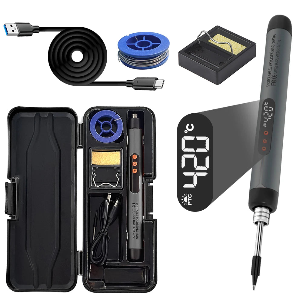 Bærbart USB Lodde-jern — Type-C, Justerbar Temp