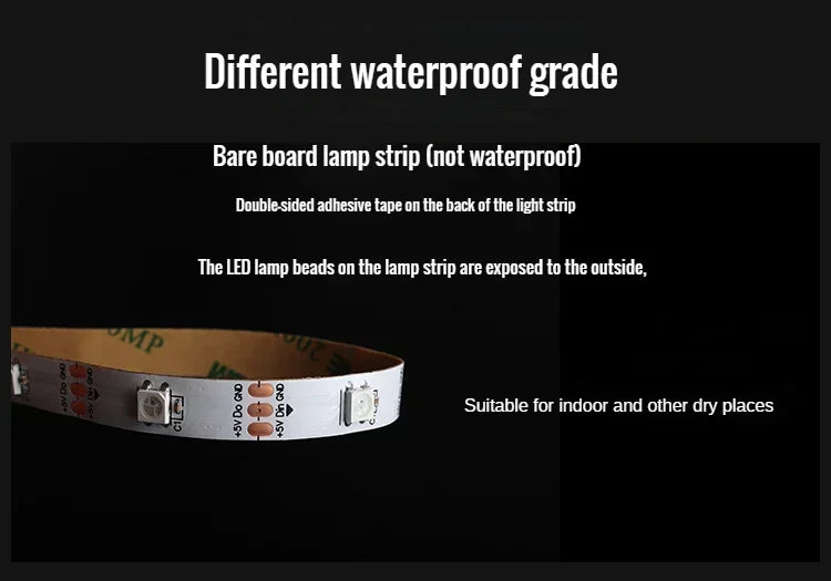WS2812B LED-strip — 5V, 30/60/144 LEDs/m, IP30/IP67