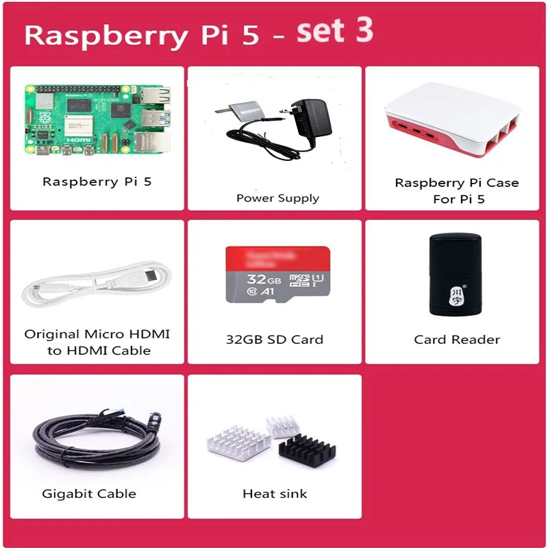 Raspberry Pi 5 — Med Etui & Strøm  Mange varianter Velg bundle
