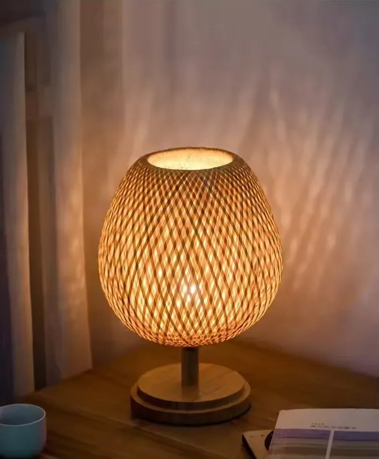 Håndvevd bambus hengelampe — Retro rattan, E27 (soverom/kjøkken)