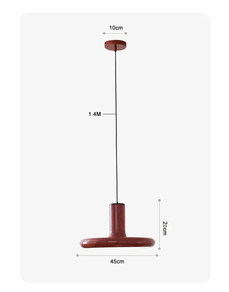 Norsk tittel: Nordisk sirkulær taklampe — Retro rød, stue/spisestue/soverom