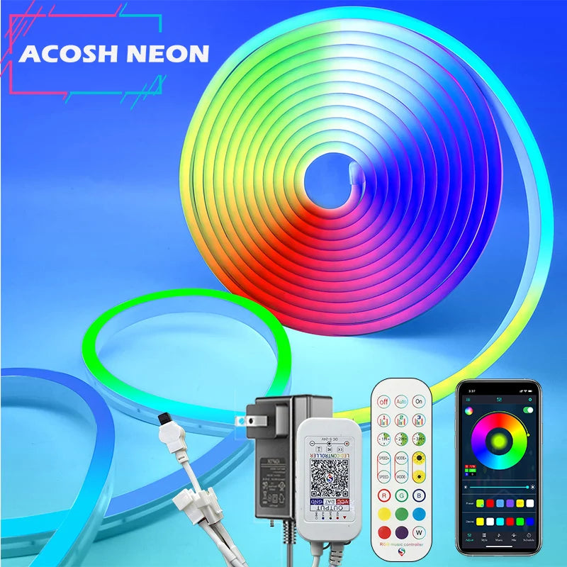 RGBIC Neon Flex LED-strip — 84 LEDs/m, Bluetooth, Musikksync, 12–24V