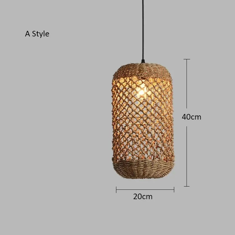 Retro bambus pendel — Håndvevd rattan, japansk lanterne (spisestue/te-rom)