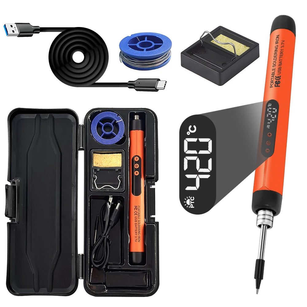 Bærbart USB Lodde-jern — Type-C, Justerbar Temp
