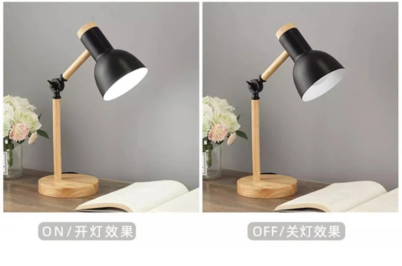 Nordisk trelampe — LED, justerbar, øyevennlig lesing/soverom