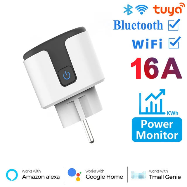 Tuya Smart Plug WiFi — EU 16A/20A, Power Meter, Alexa & Google Home