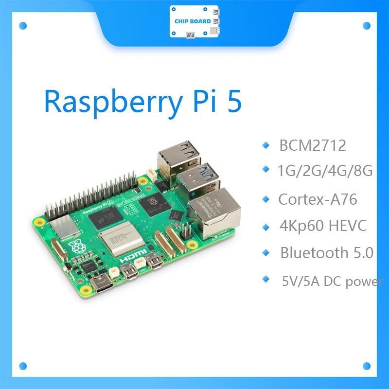 Raspberry Pi 5 — Med Etui & Strøm  Mange varianter Velg bundle