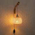 Bambus lykt vegglampe — Håndvevd rattan, E27