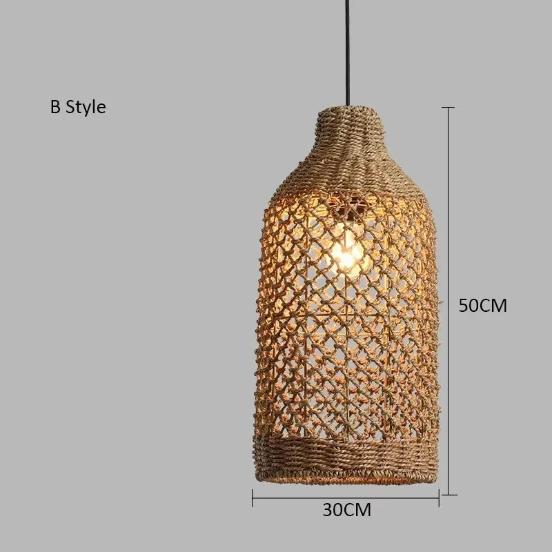 Retro bambus pendel — Håndvevd rattan, japansk lanterne (spisestue/te-rom)