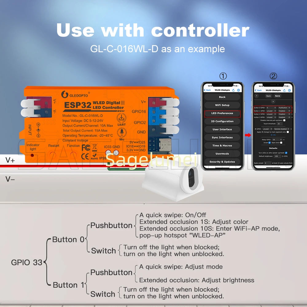 ESP32 WLED Kontroller — IR & Gesture