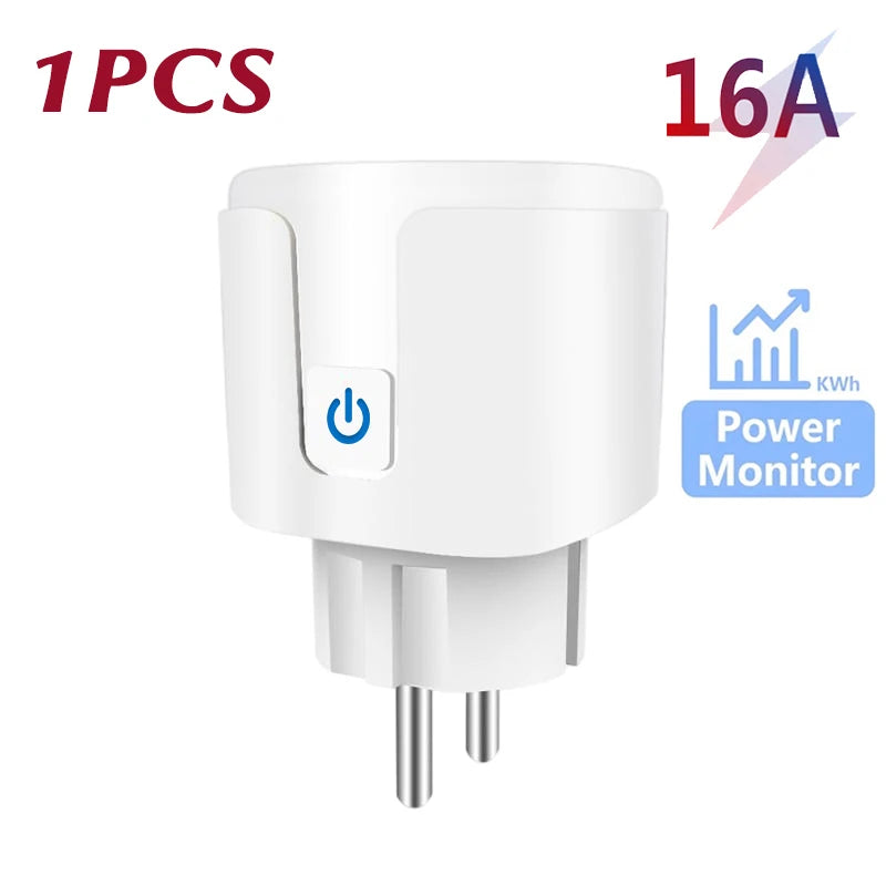 Tuya Smart Plug WiFi — EU 16A/20A, Power Meter, Alexa & Google Home