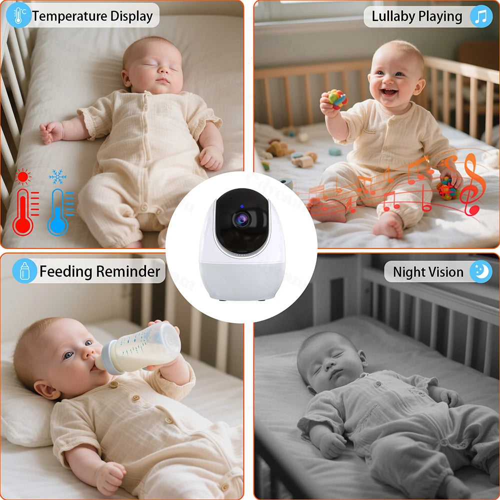 1080P HD WiFi Babymonitor med 4.3" Skjerm – Appstyring, Nattesyn, Nattelys, VOX, Vuggesanger & Temperaturmåling