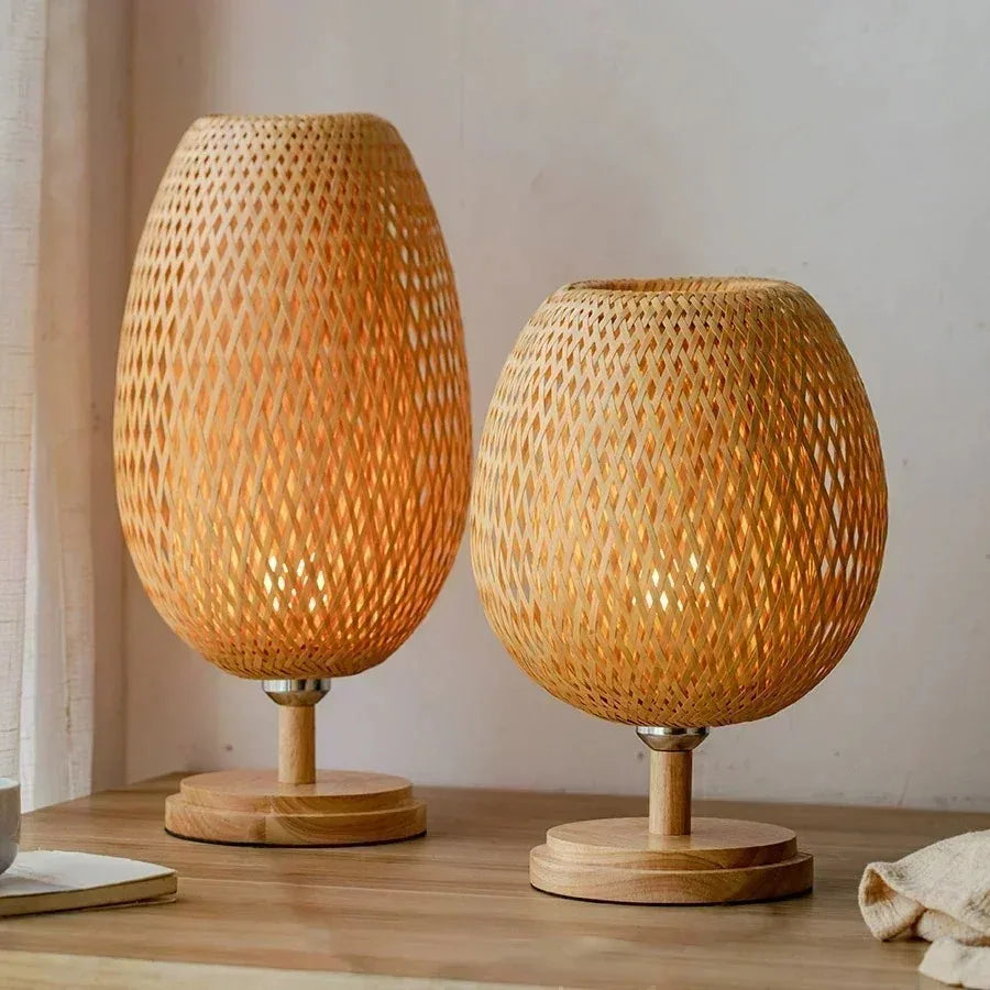 Håndvevd bambus hengelampe — Retro rattan, E27 (soverom/kjøkken)