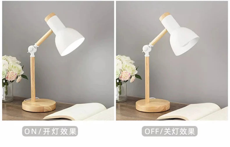 Nordisk trelampe — LED, justerbar, øyevennlig lesing/soverom