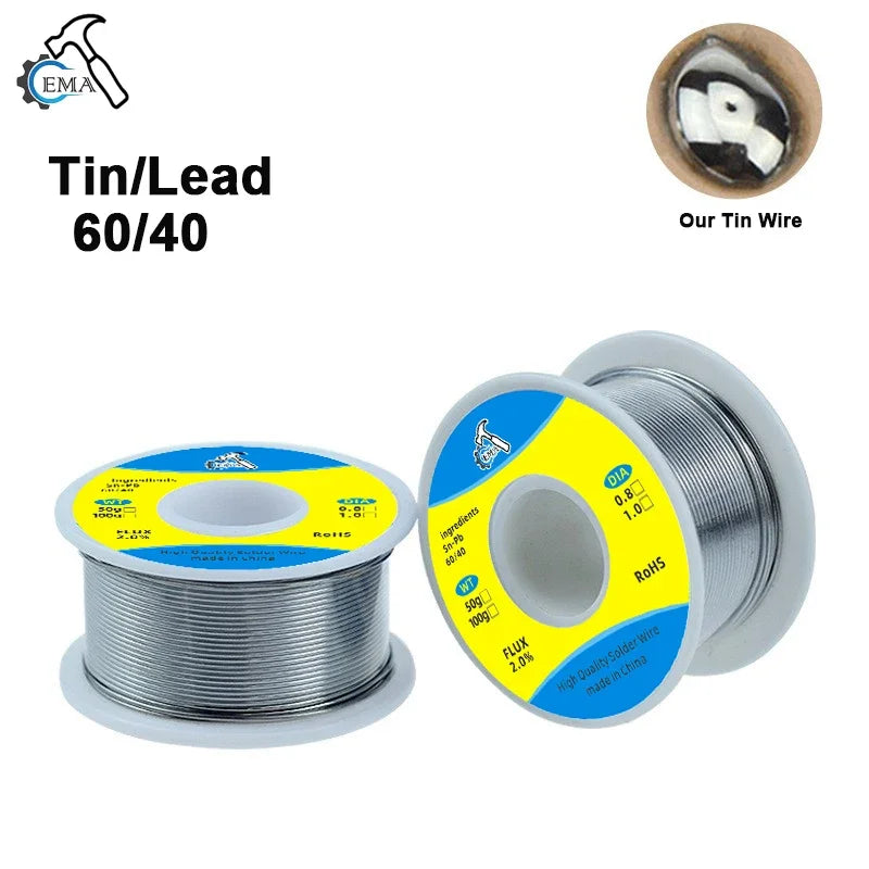 Loddetinn 60/40 med Flux 0.8/1.0mm 50g 100g