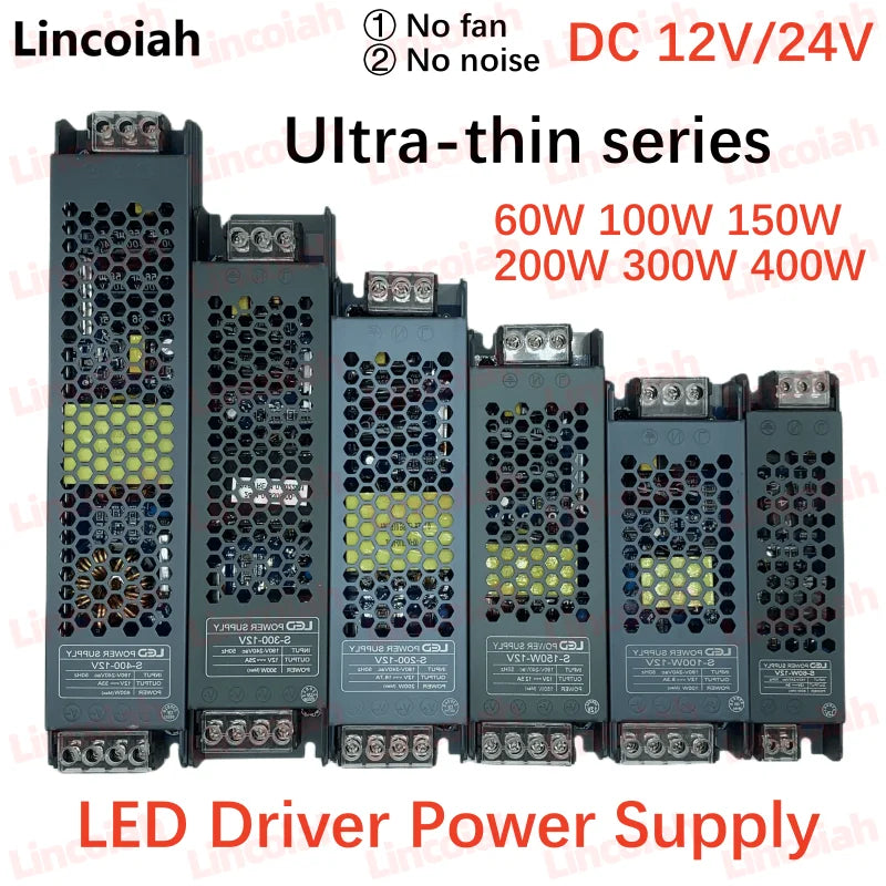 LED Strømforsyning 12V/24V — Stille 60W–400W