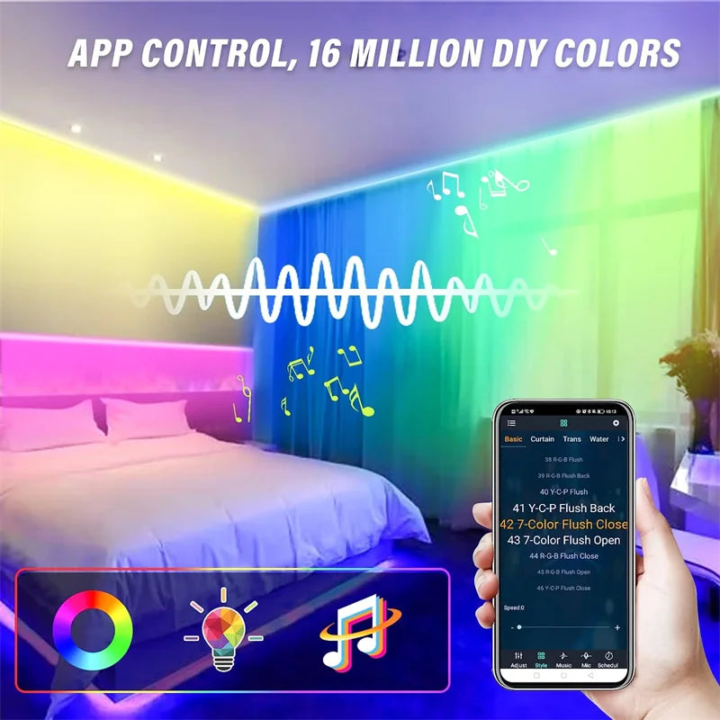 RGBIC Neon Flex LED-strip — 84 LEDs/m, Bluetooth, Musikksync, 12–24V