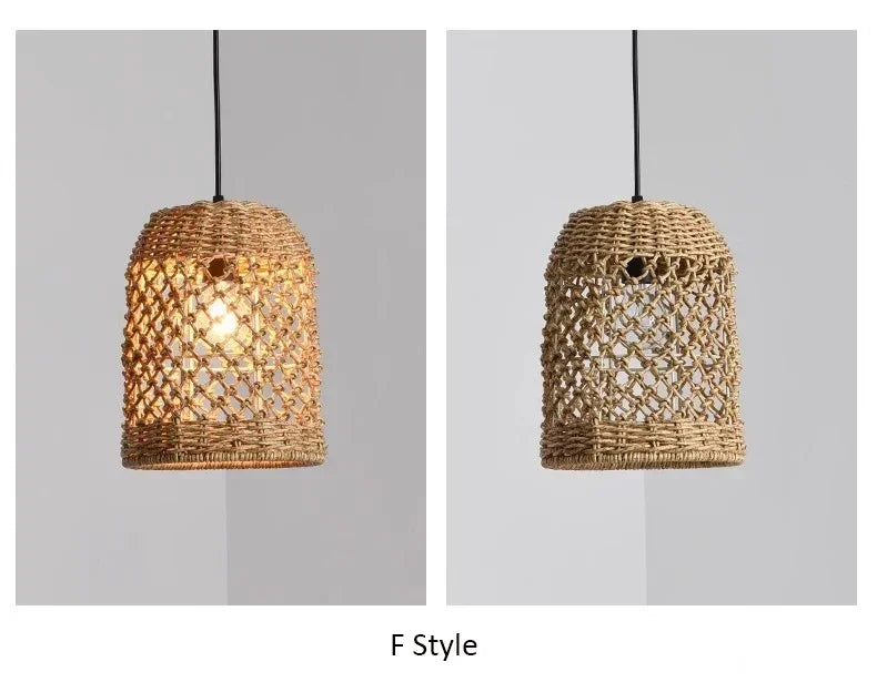 Retro bambus pendel — Håndvevd rattan, japansk lanterne (spisestue/te-rom)