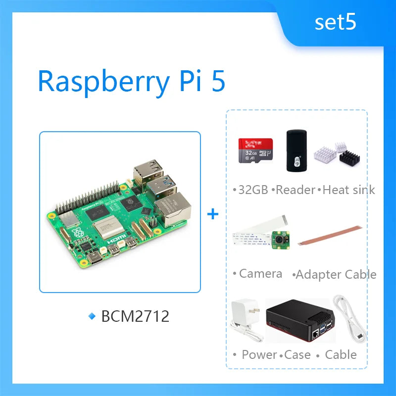 Raspberry Pi 5 — Med Etui & Strøm  Mange varianter Velg bundle