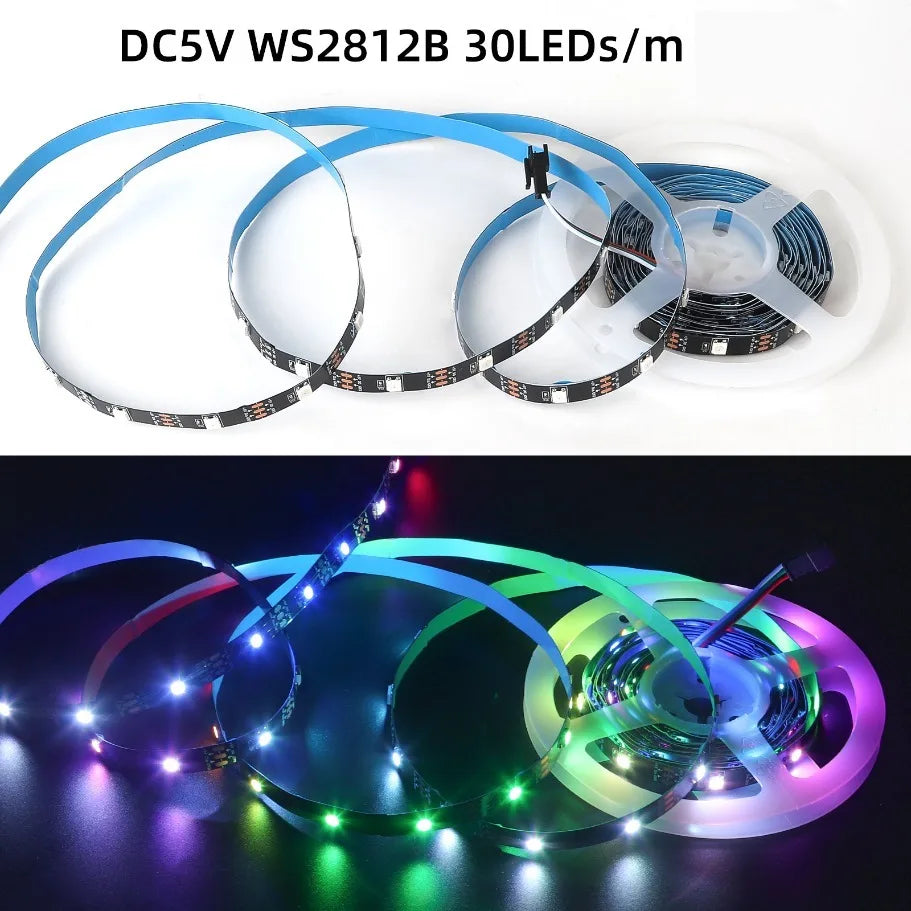 WS2812B LED-strip — 5V, 30/60/144 LEDs/m, IP30/IP67